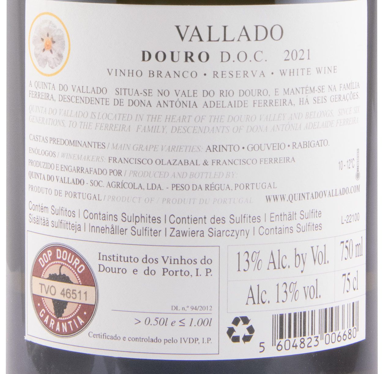 2021 Vallado Reserva branco