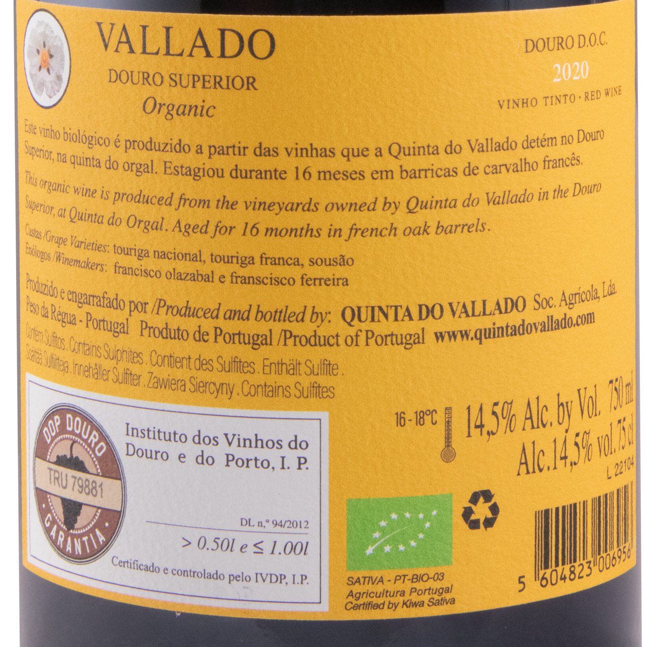 2020 Vallado Douro Superior biológico tinto