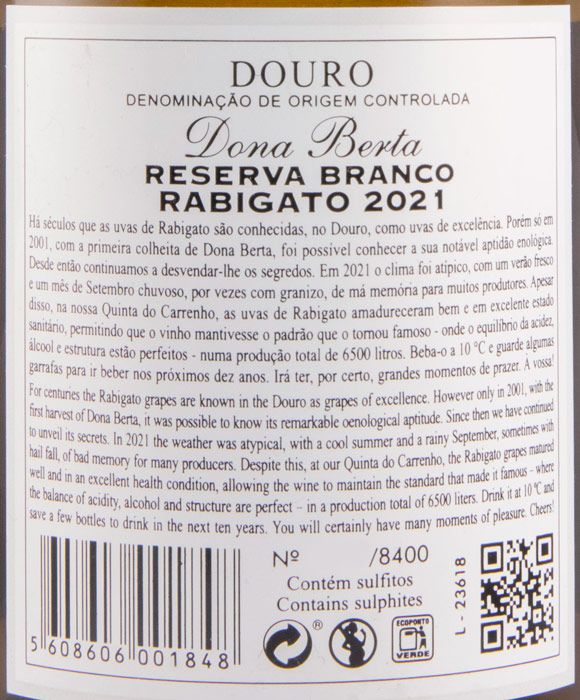 2021 Dona Berta Rabigato Reserva white