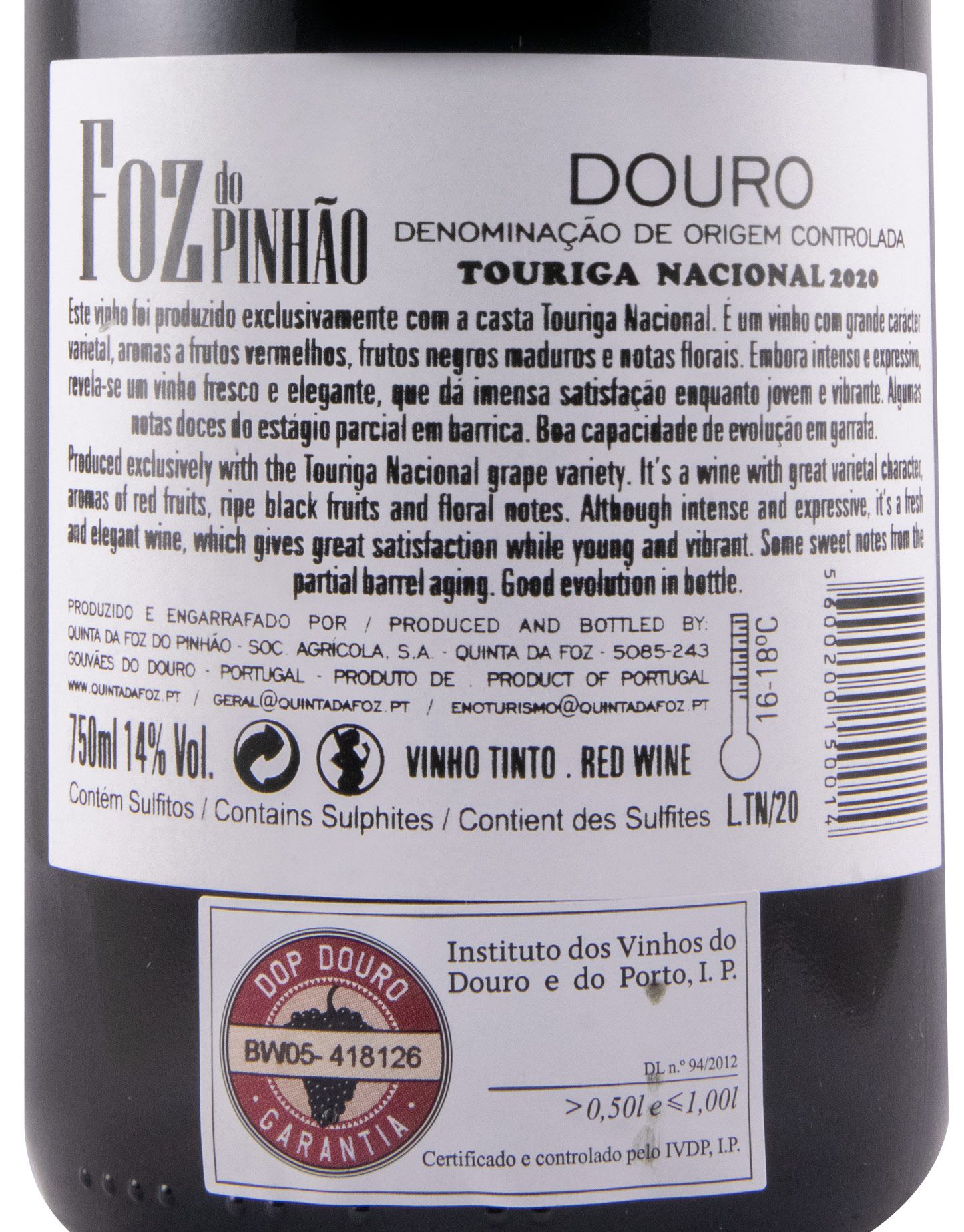 2020 Foz do Pinhão Touriga Nacional red