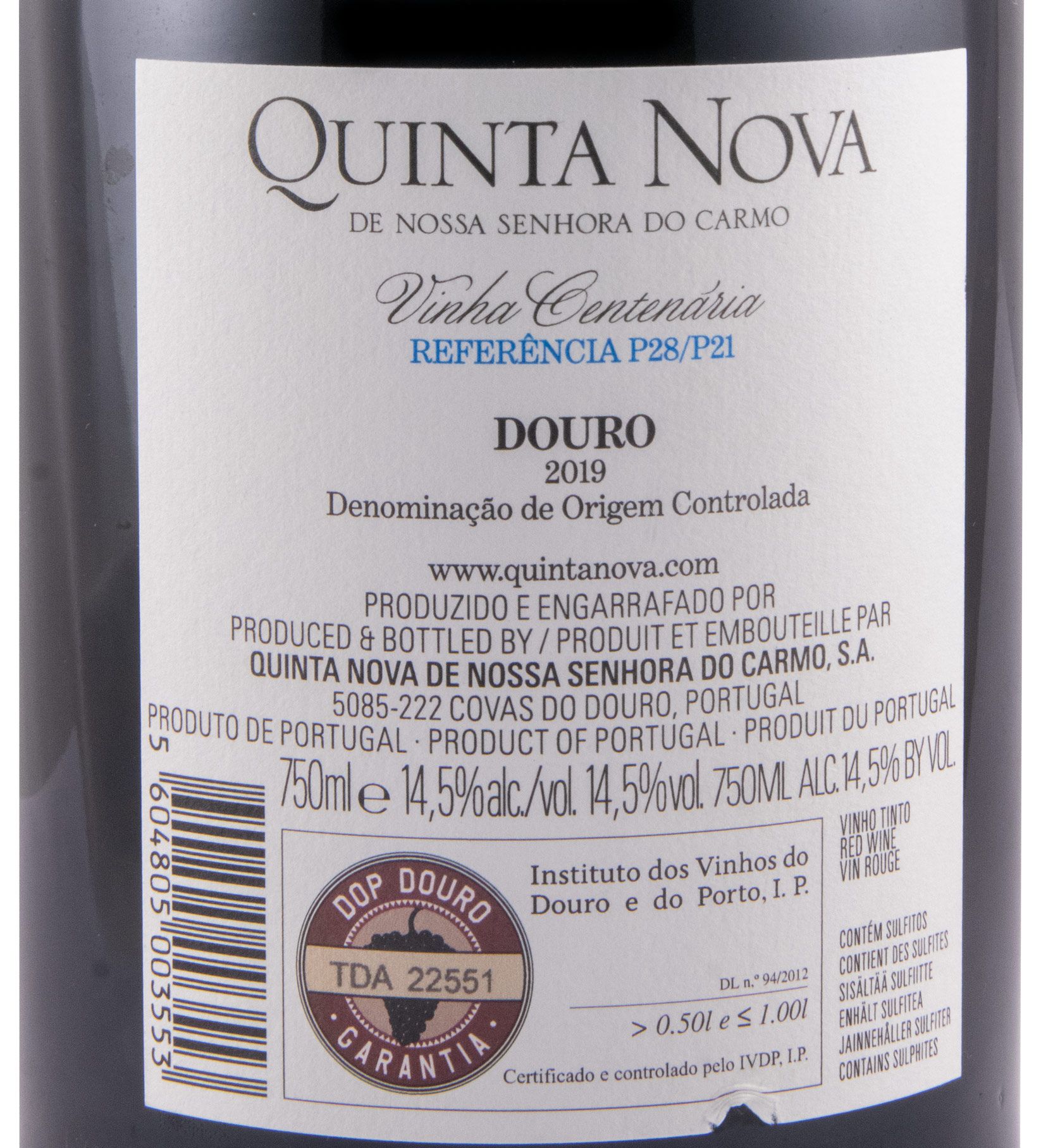 2019 Quinta Nova Vinha Centenária Referência P28/P21 tinto