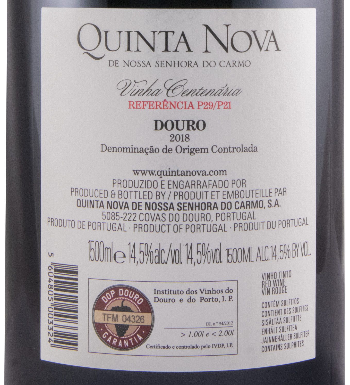 2018 Quinta Nova Vinha Centenária Referência P29/P21 red 1.5L