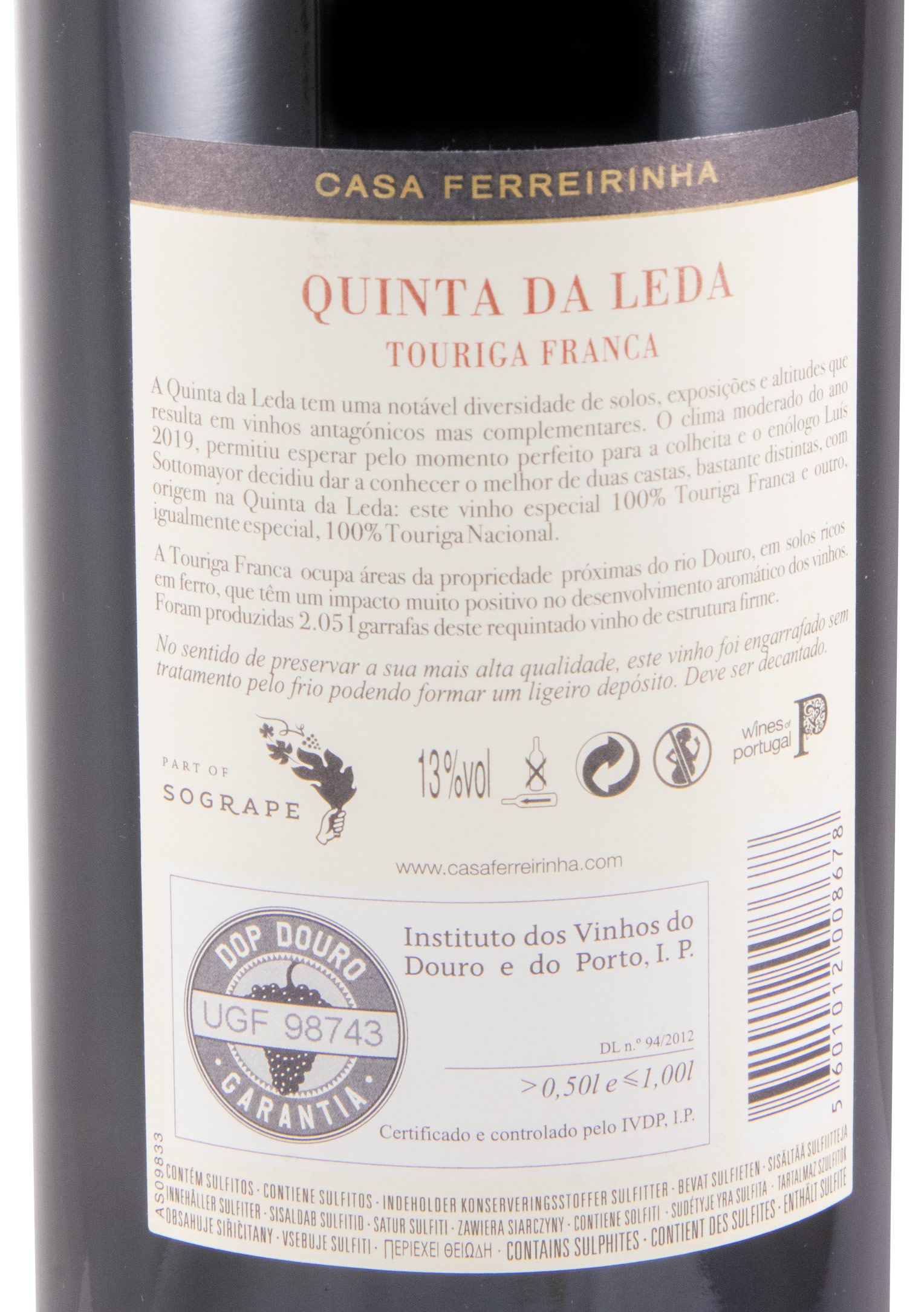 2019 Casa Ferreirinha Quinta da Leda Touriga Franca red