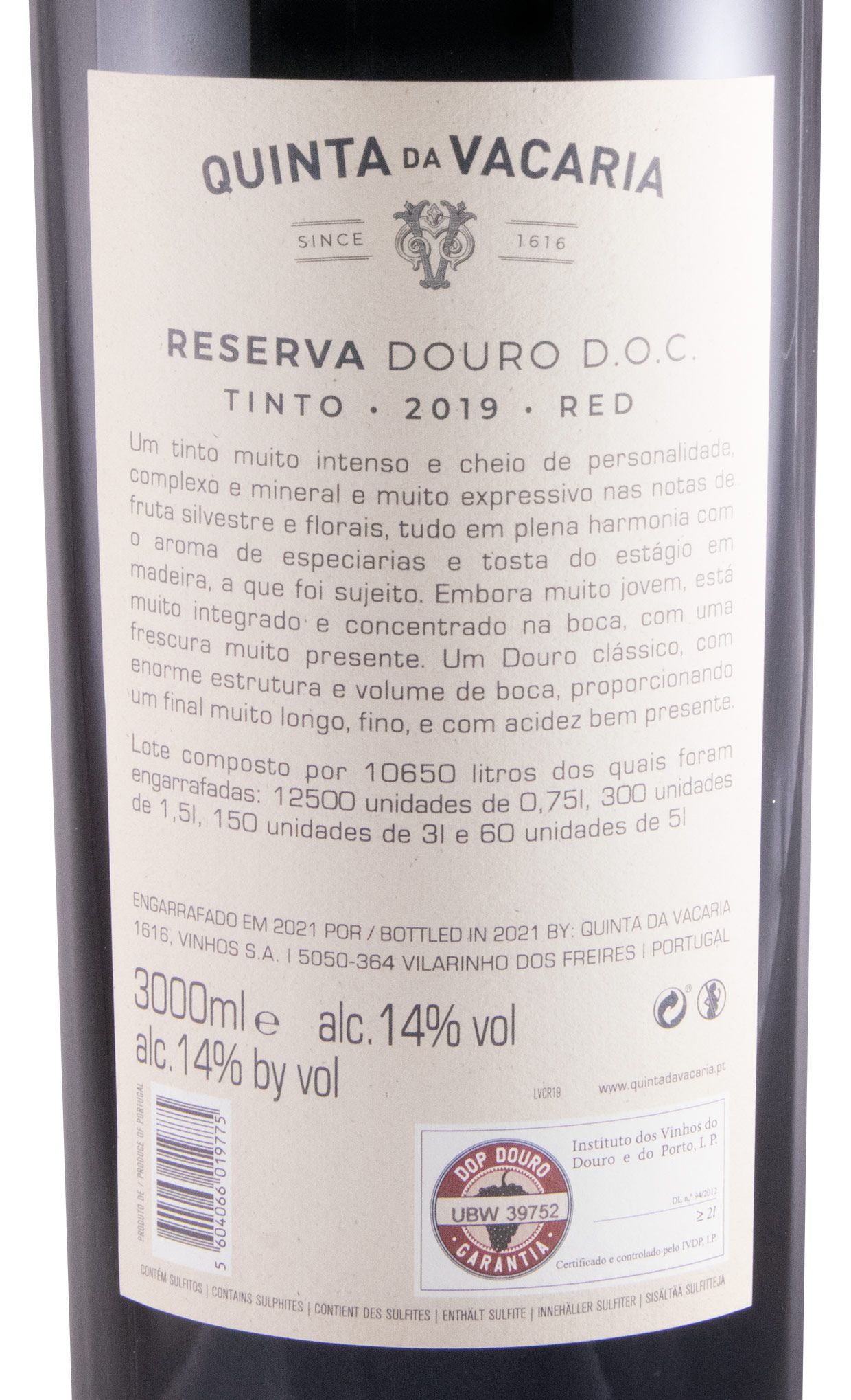 2019 Quinta da Vacaria Reserva tinto 3L