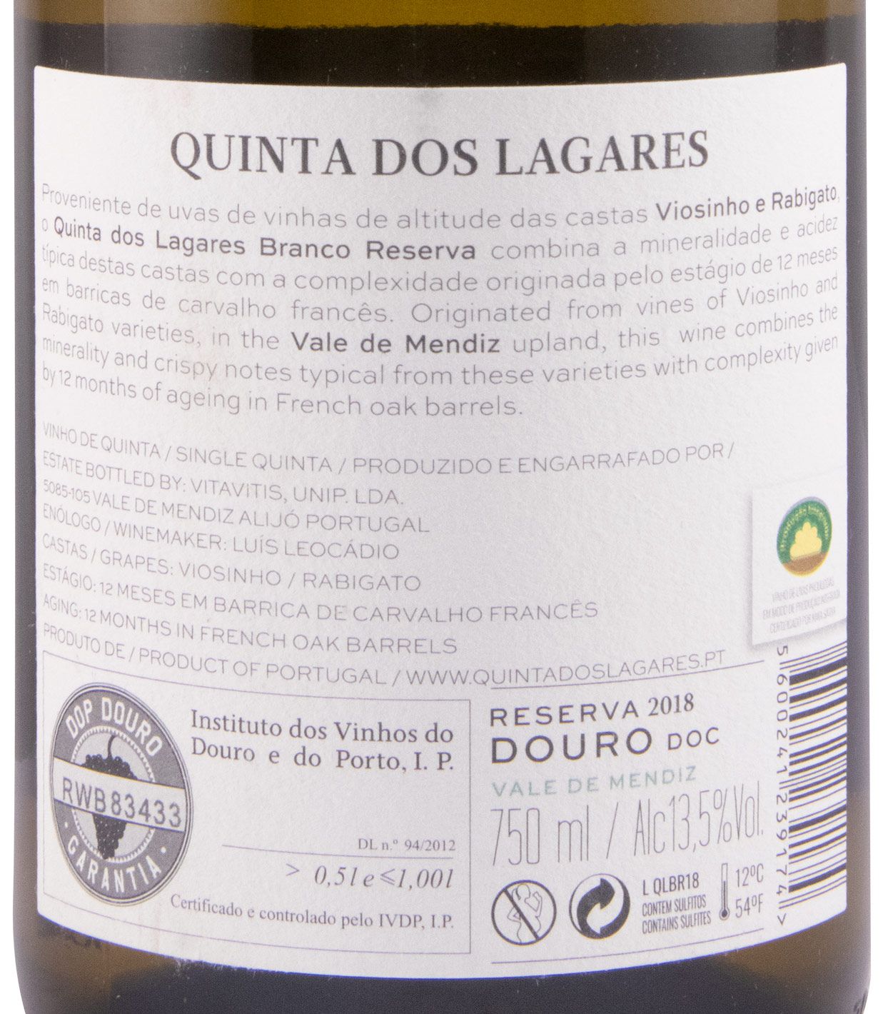 2018 Quinta dos Lagares Reserva branco