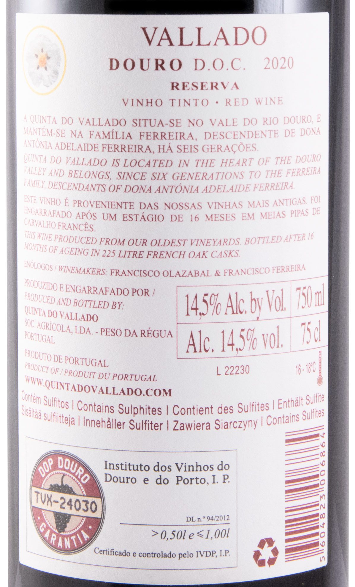 2020 Vallado Reserva red