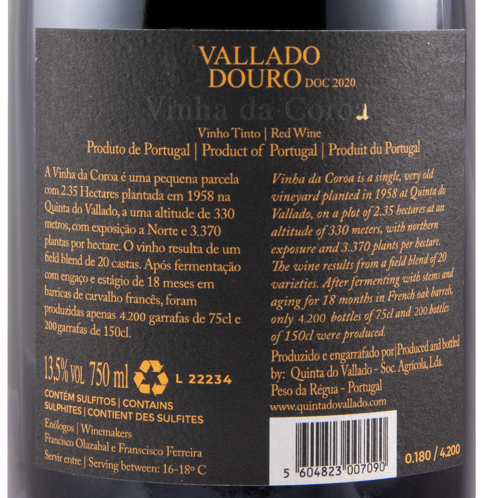 2020 Vallado Vinha da Coroa red