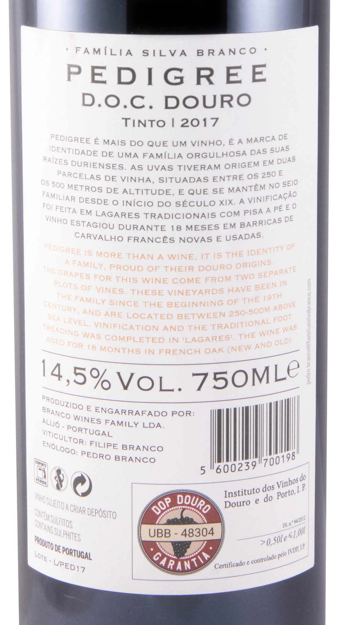 2017 Família Silva Branco Pedigree red