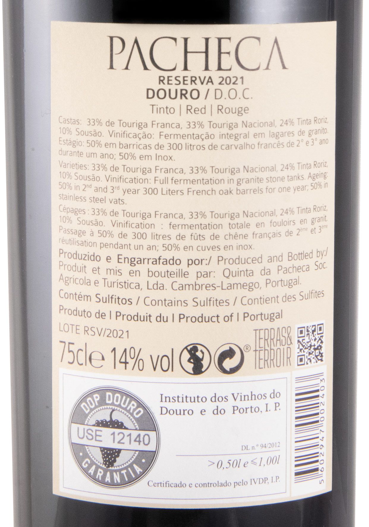 2021 Pacheca Reserva tinto