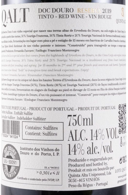 2019 Quinta Alta Qalt Reserva tinto