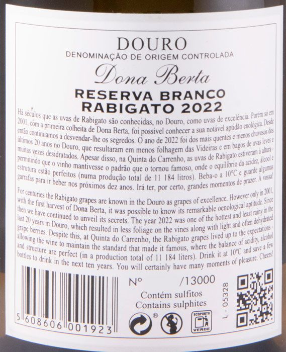 2022 Dona Berta Rabigato Reserva branco