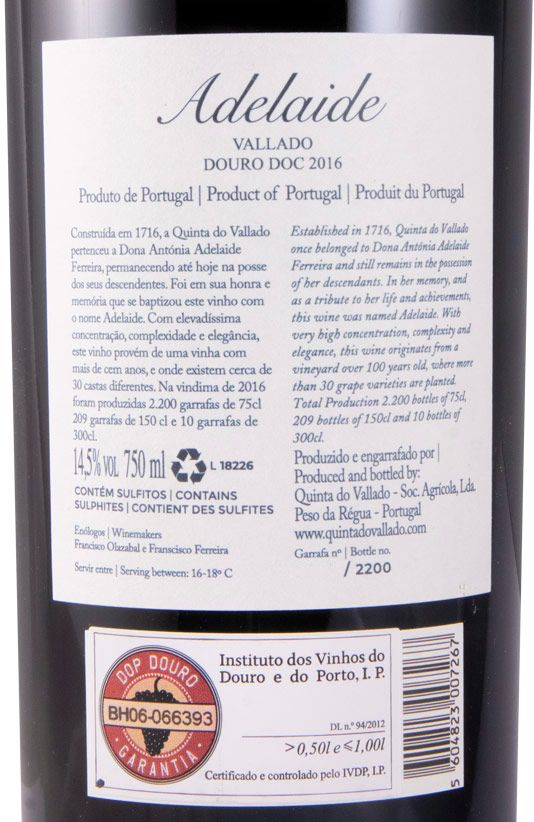 2016 Vallado Adelaide tinto