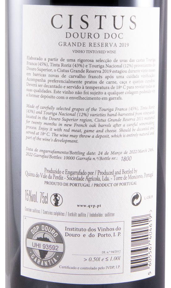 2019 Cistus Grande Reserva tinto