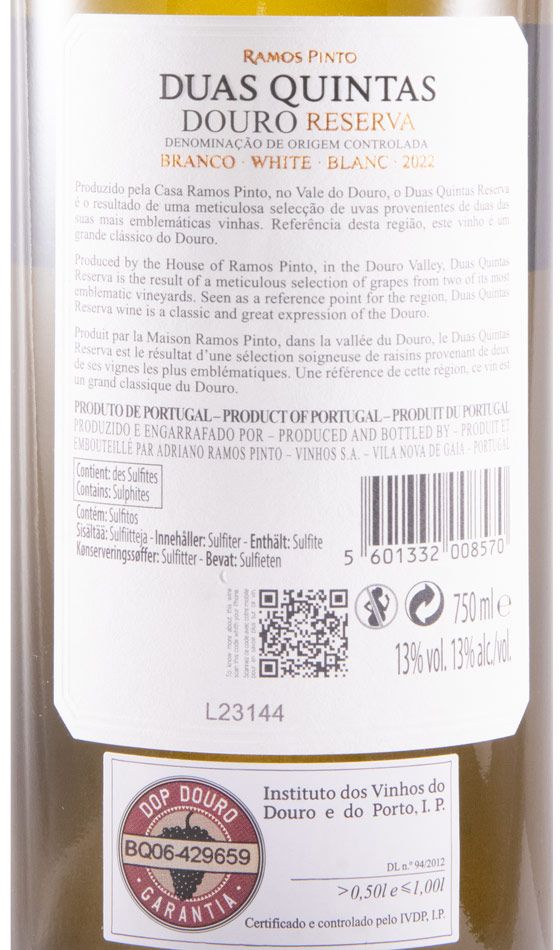 2022 Duas Quintas Reserva white