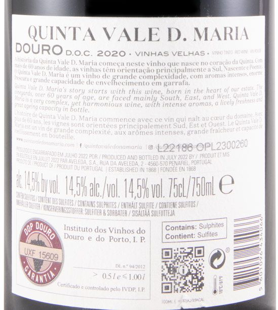 2020 Quinta Vale D. Maria Vinhas Velhas tinto