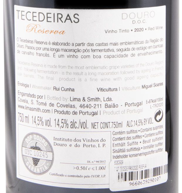 2020 Tecedeiras Reserva tinto