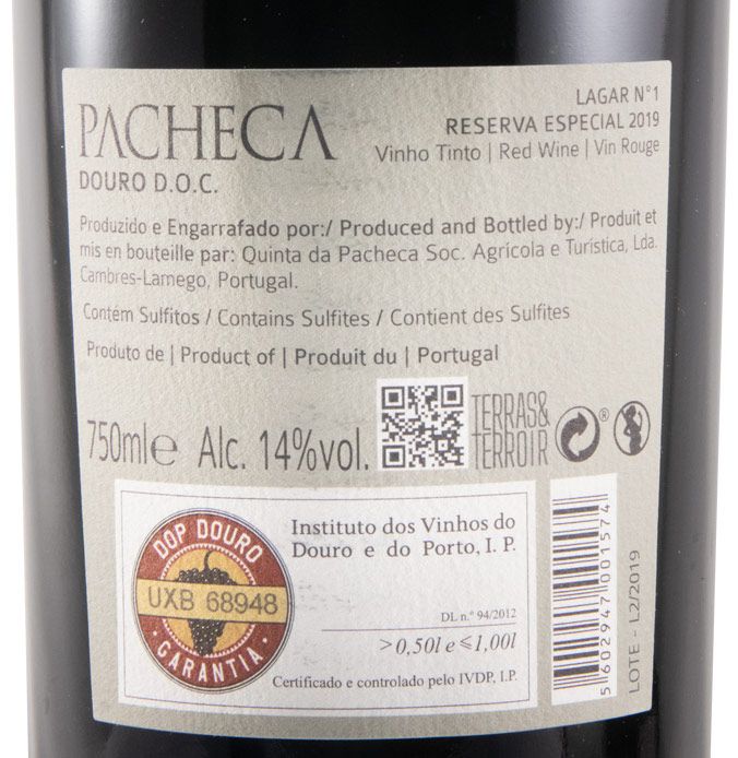 2019 Pacheca Lagar N.º 1 Reserva Especial tinto
