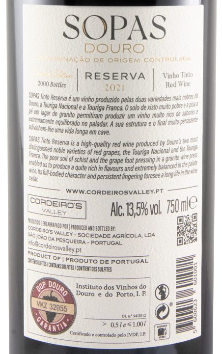 2021 Sopas Reserva tinto
