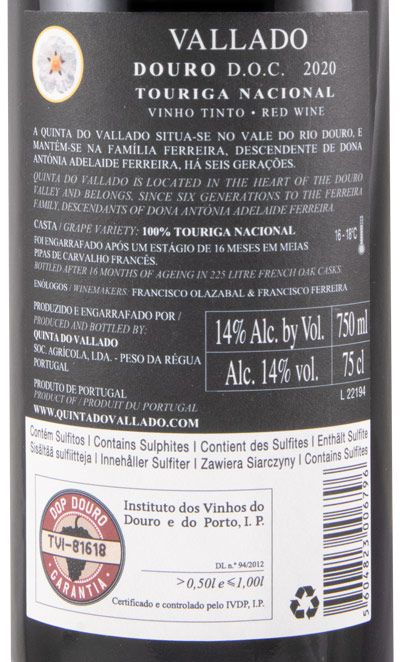 2020 Vallado Touriga Nacional tinto