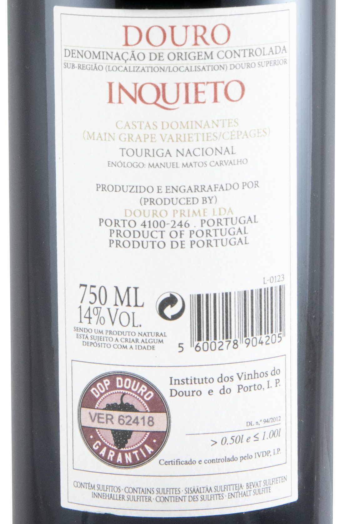 2018 Inquieto Touriga Nacional tinto