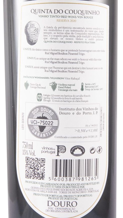 2020 Quinta do Couquinho Unius Reserva tinto