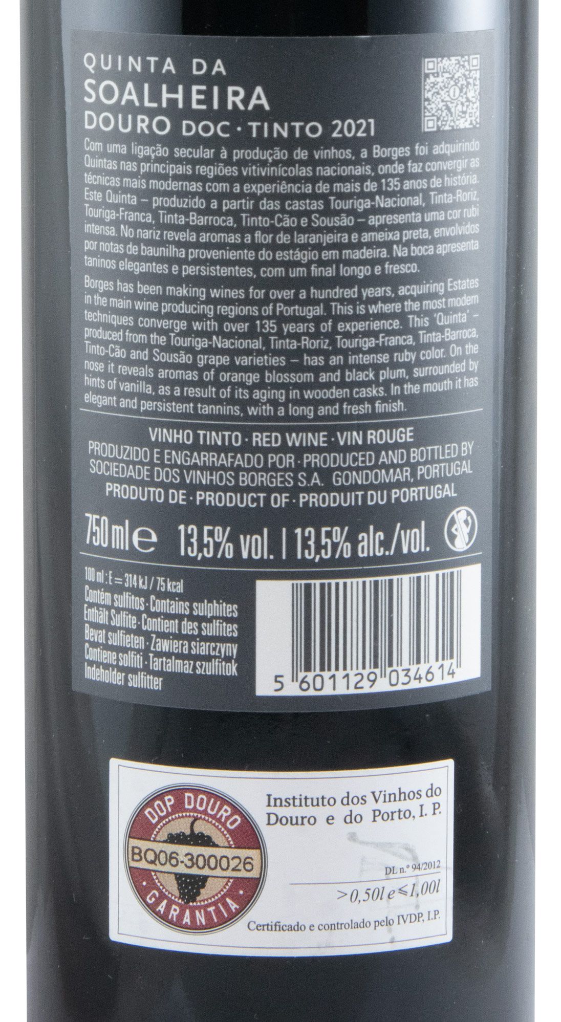 2021 Borges Quinta da Soalheira red (damaged label)
