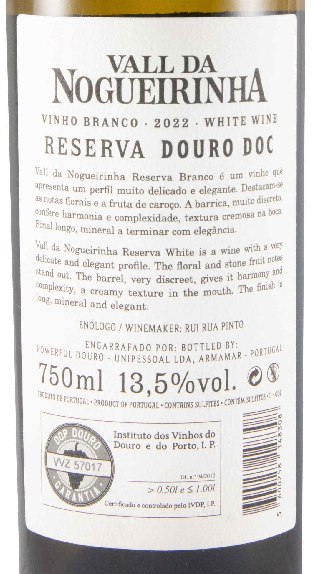 2022 Vall da Nogueirinha Reserva white (damaged label)