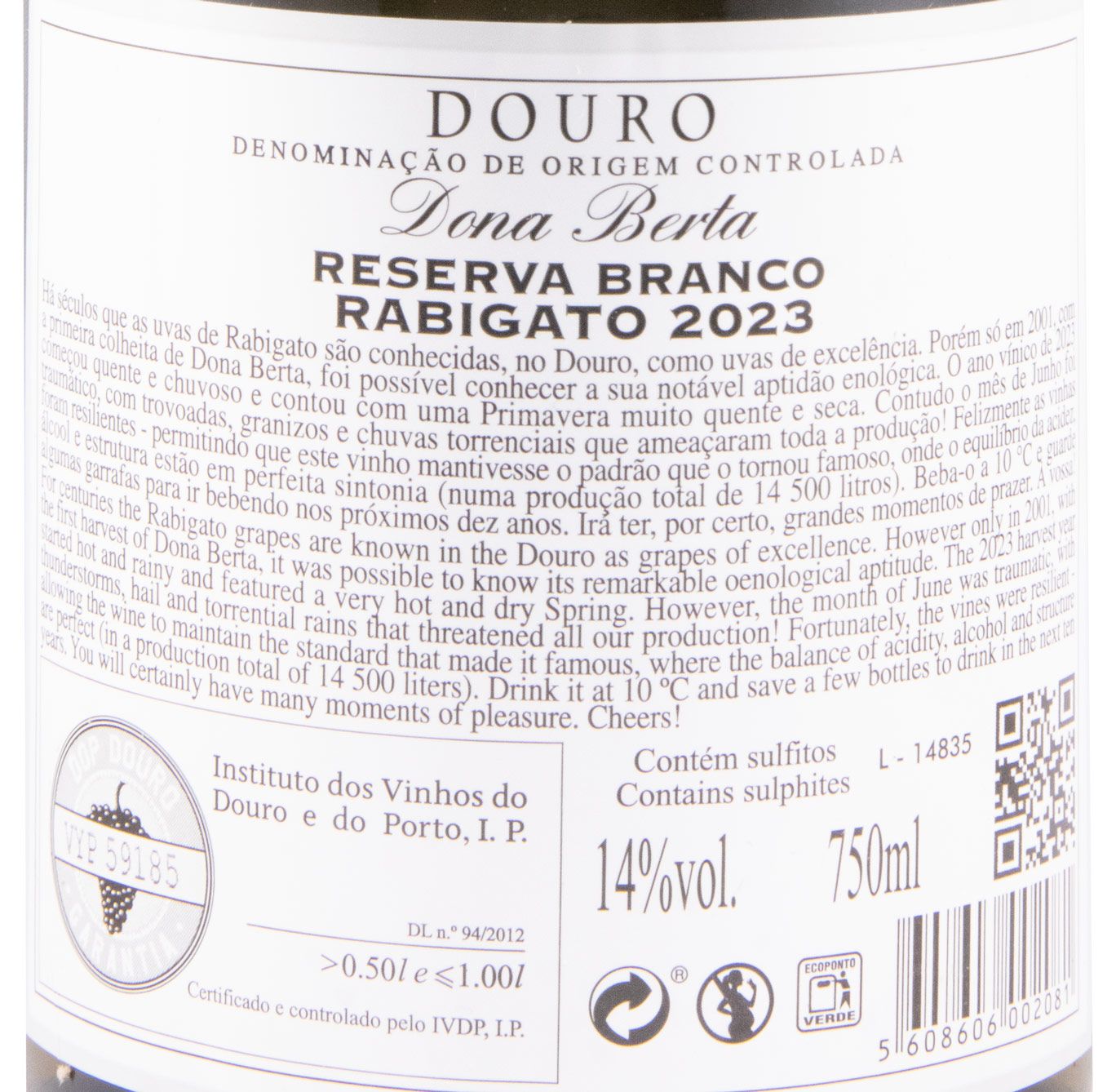 2023 Dona Berta Rabigato Reserva white