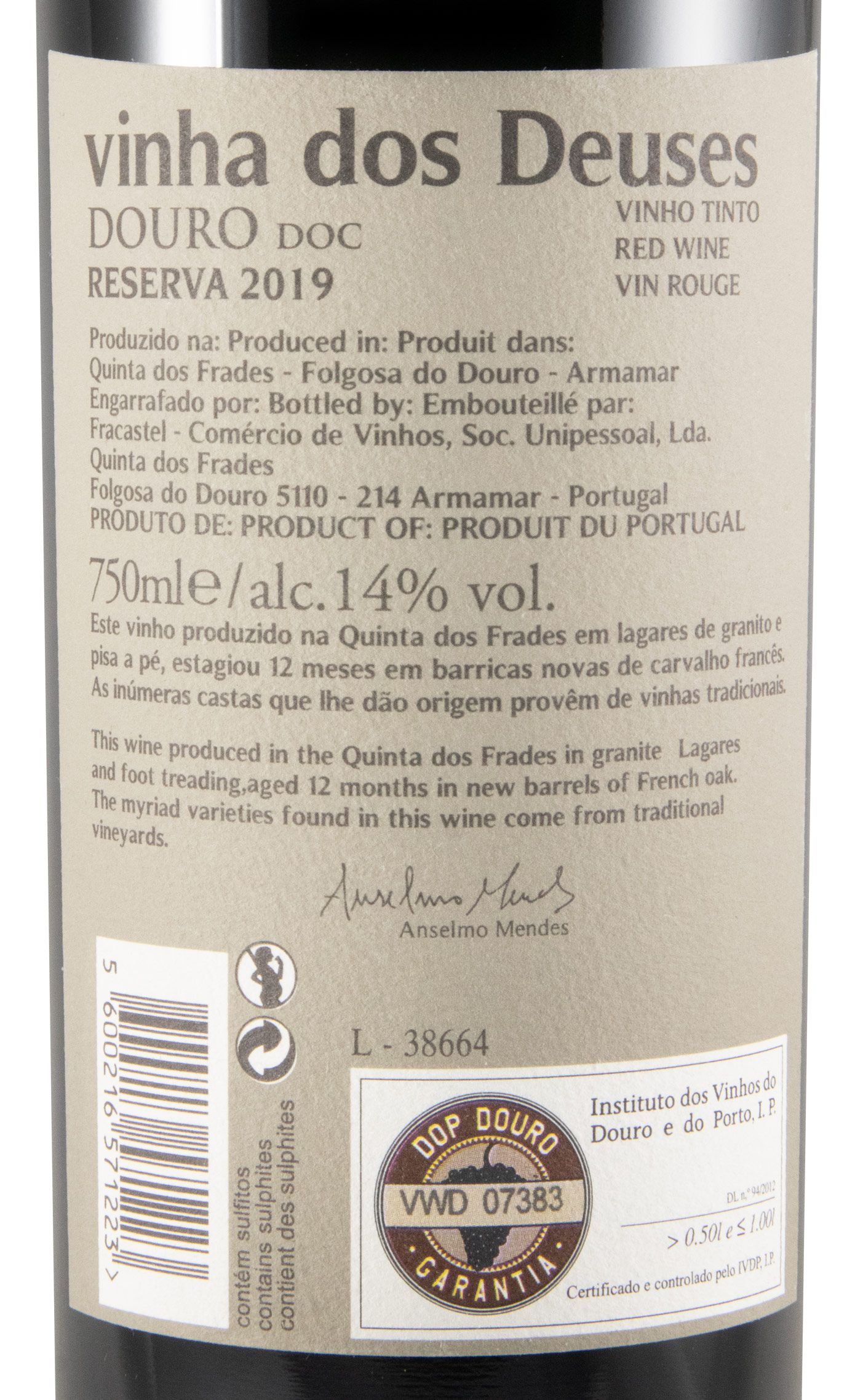 2019 Vinha dos Deuses Reserva tinto