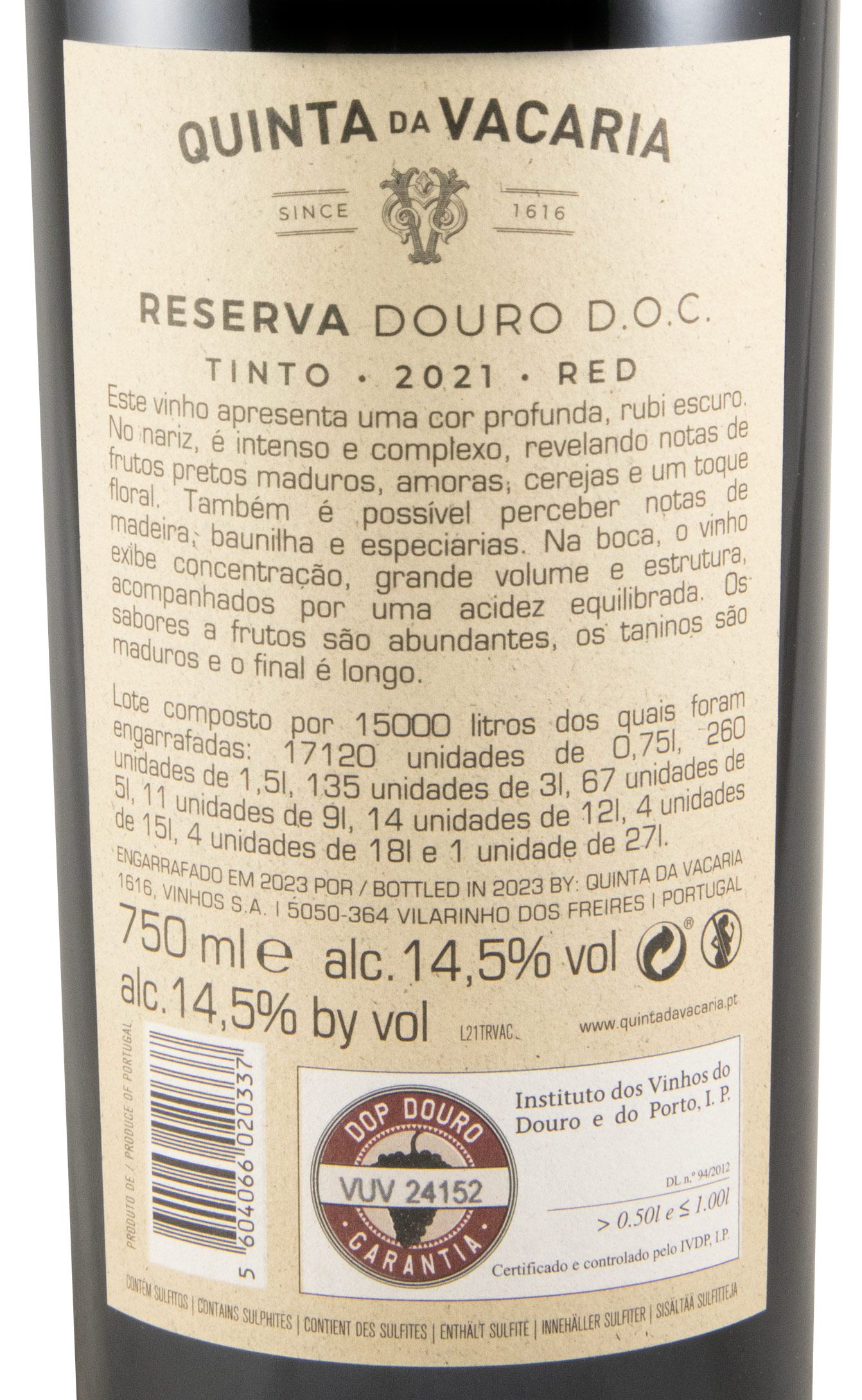 2021 Quinta da Vacaria Reserva red