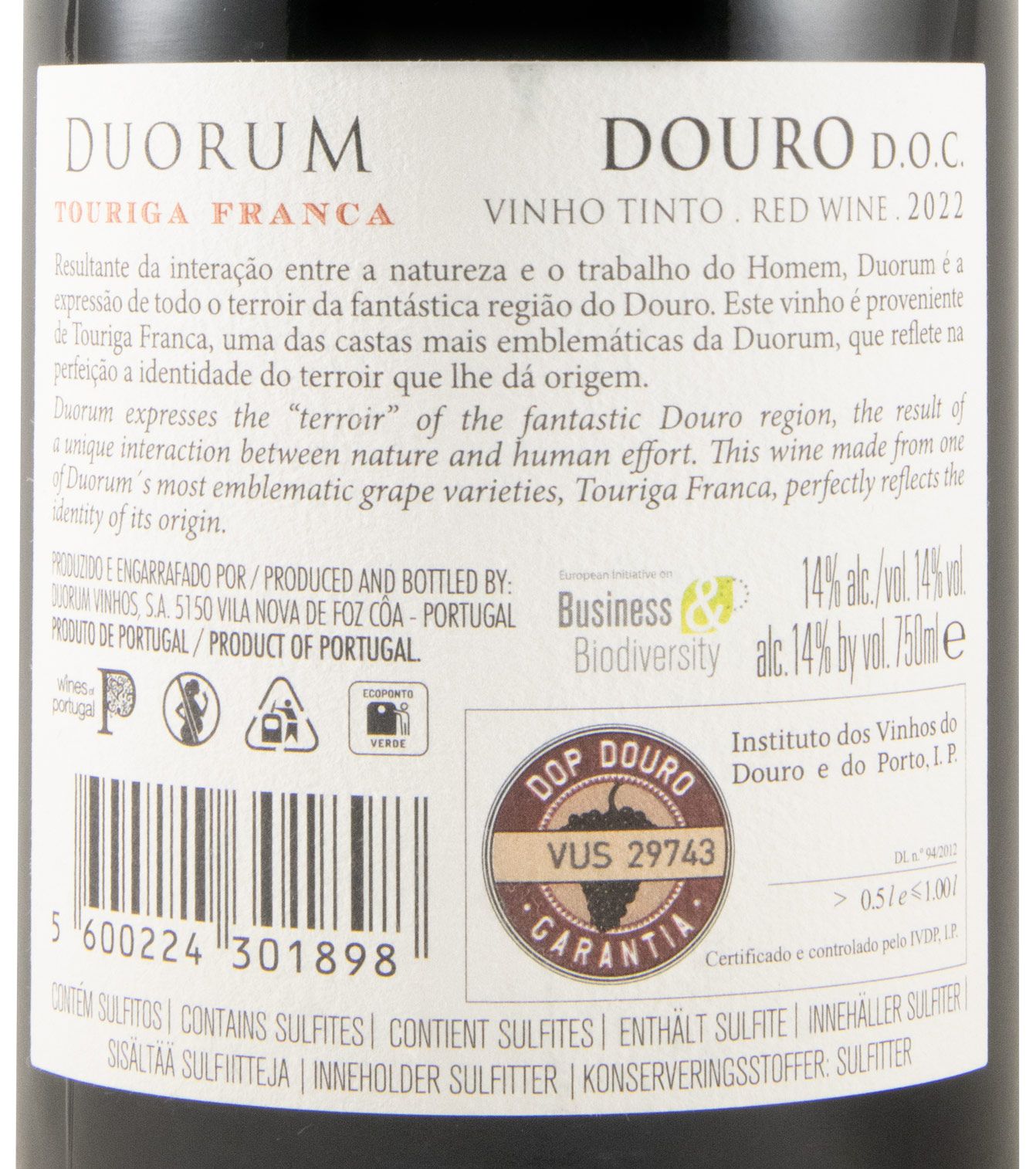 2022 Duorum Touriga Franca tinto
