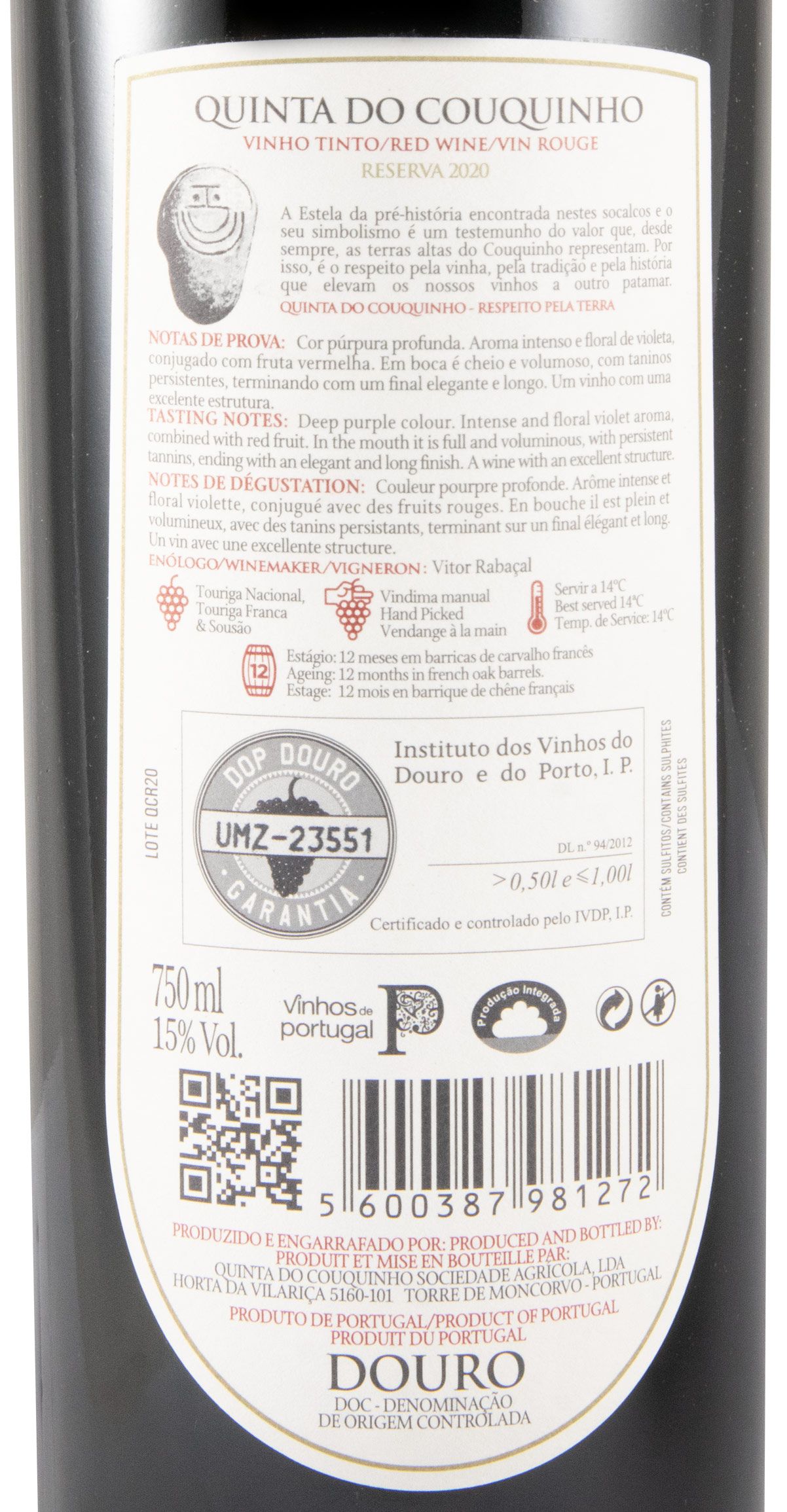 2020 Quinta do Couquinho Reserva red