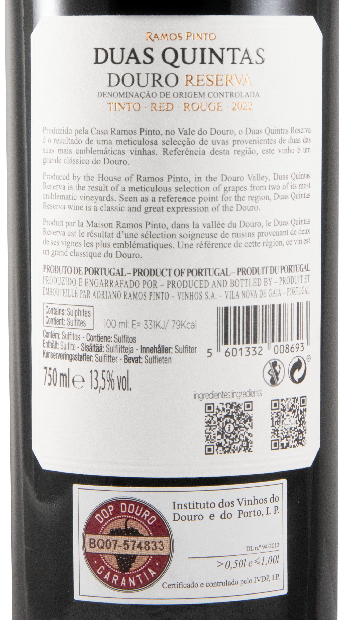 2022 Duas Quintas Reserva tinto