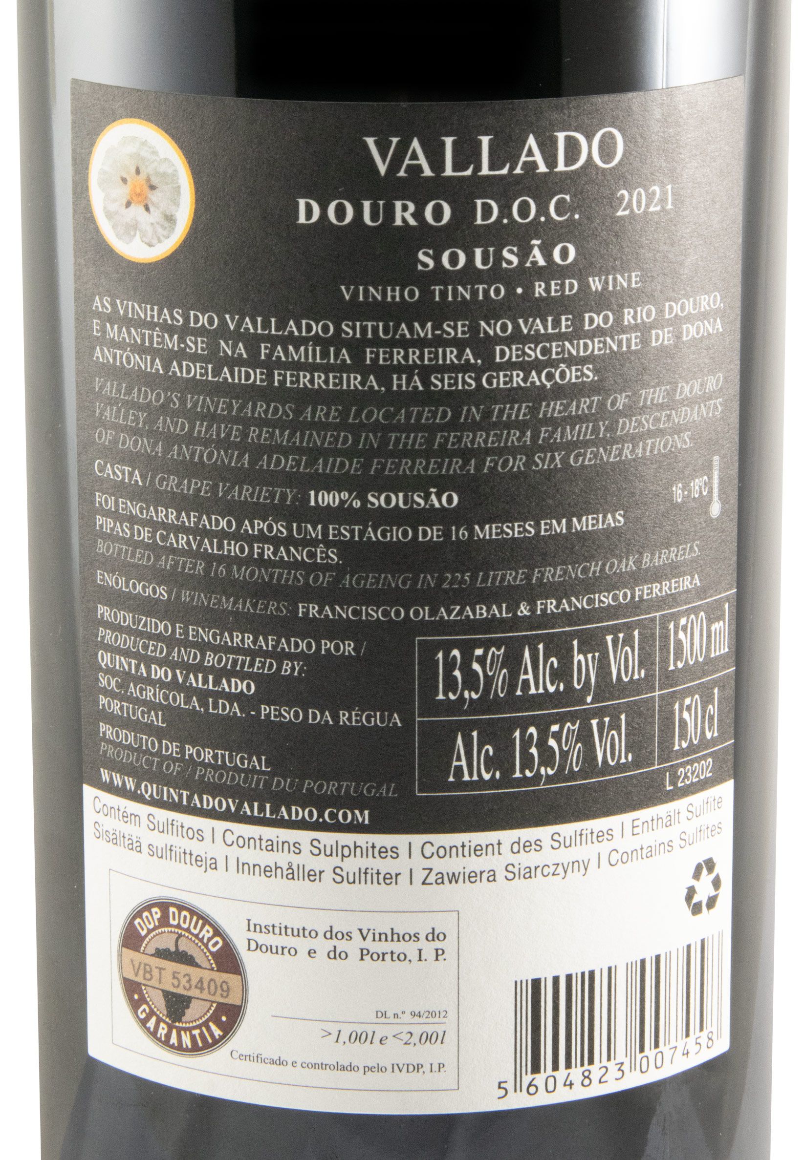 2021 Vallado Sousão tinto 1,5L