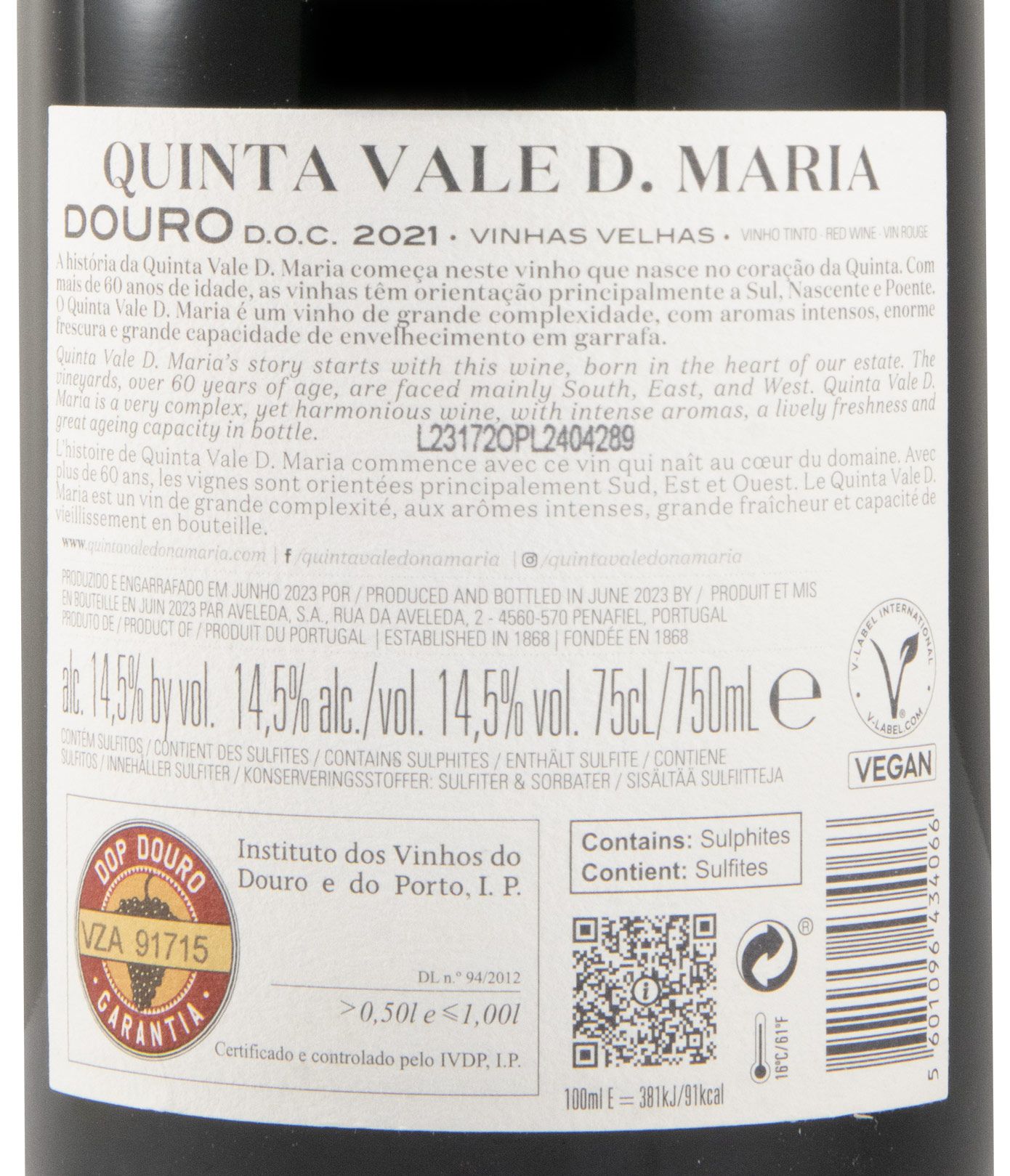 2021 Quinta Vale D. Maria Vinhas Velhas tinto