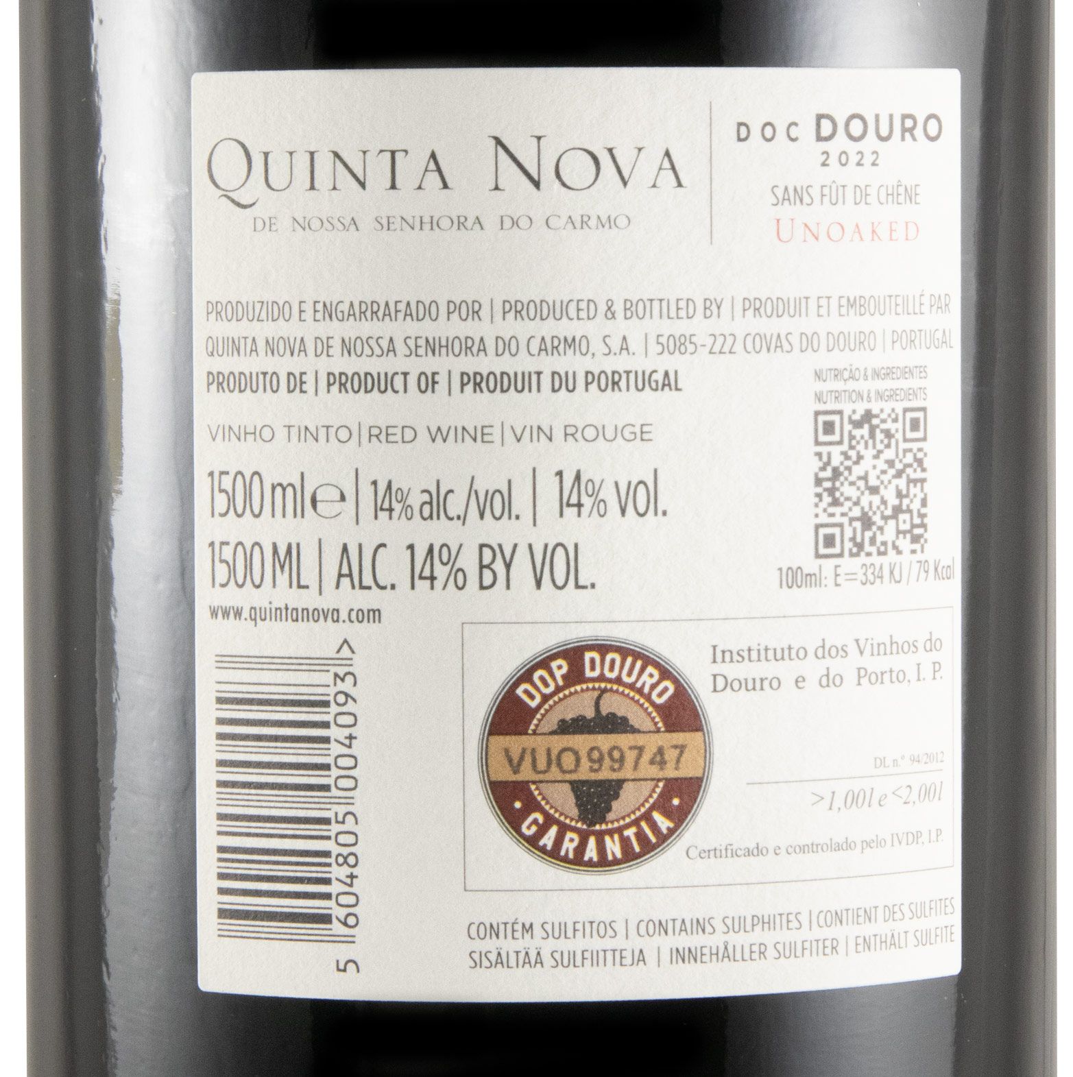 2022 Quinta Nova Unoaked tinto 1,5L