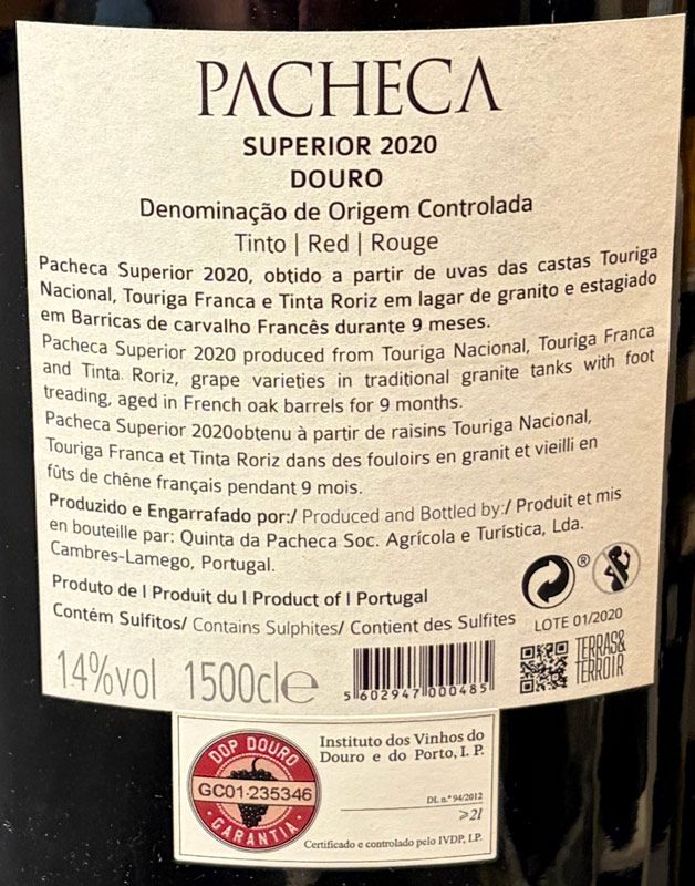 2020 Pacheca Superior tinto 15L