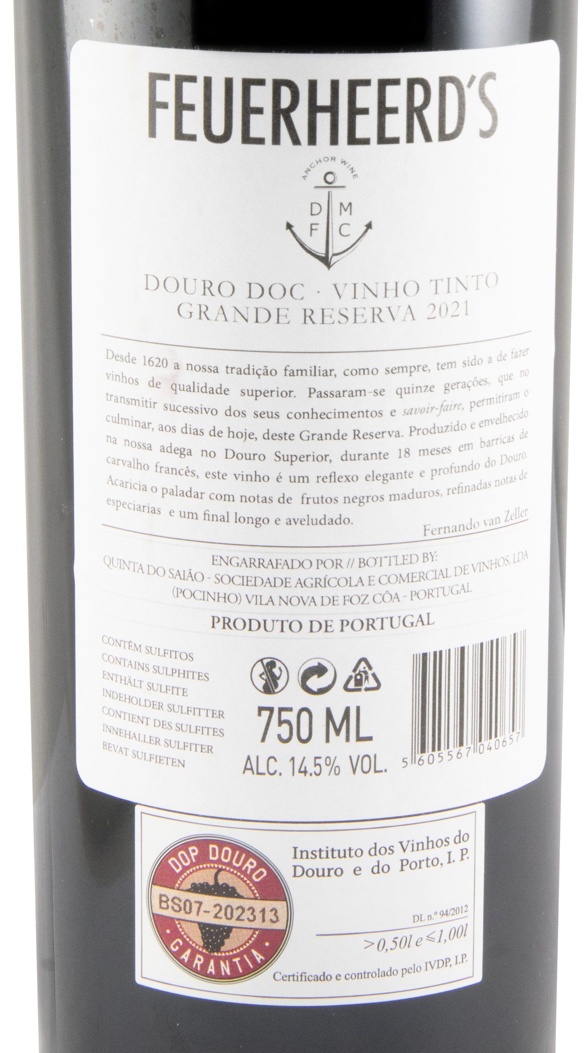 2021 Feuerheerd's Anchor Wine Grande Reserva red