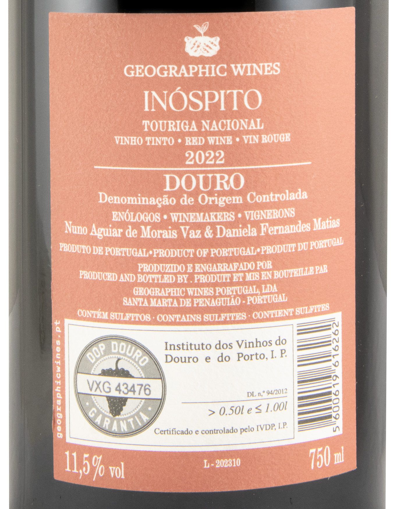 2022 Inóspito Touriga Nacional tinto