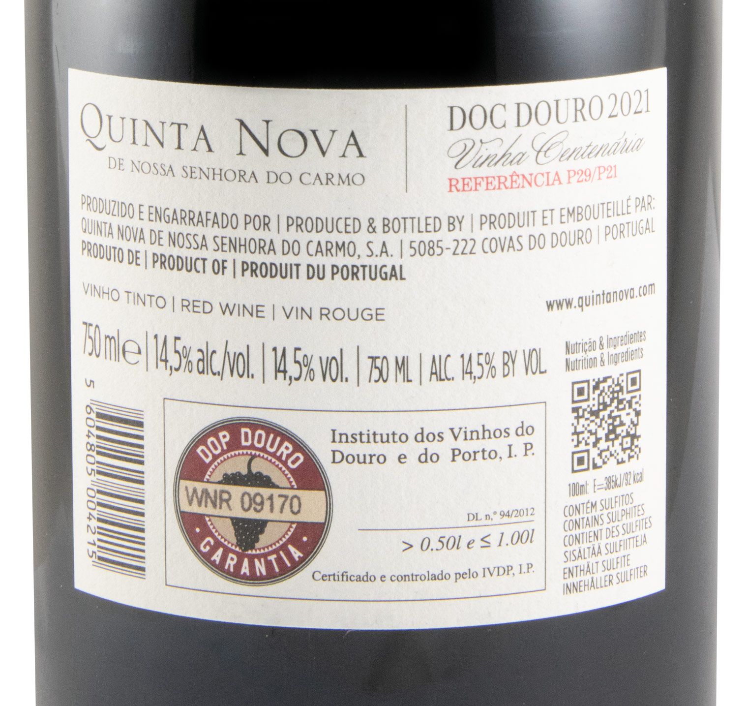 2021 Quinta Nova Vinha Centenária Referência P29/P21 tinto