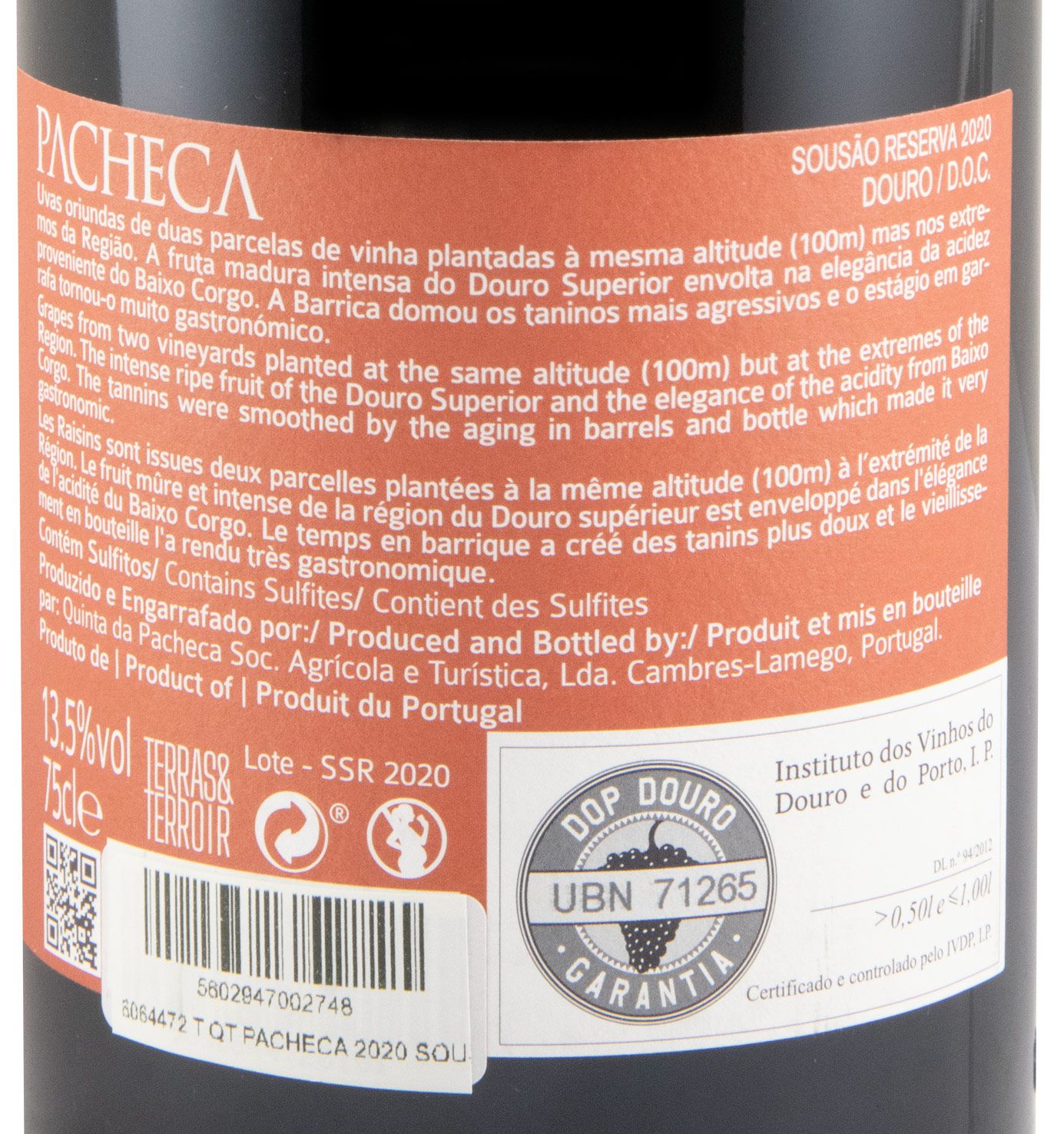 2020 Quinta da Pacheca Sousão Reserva tinto