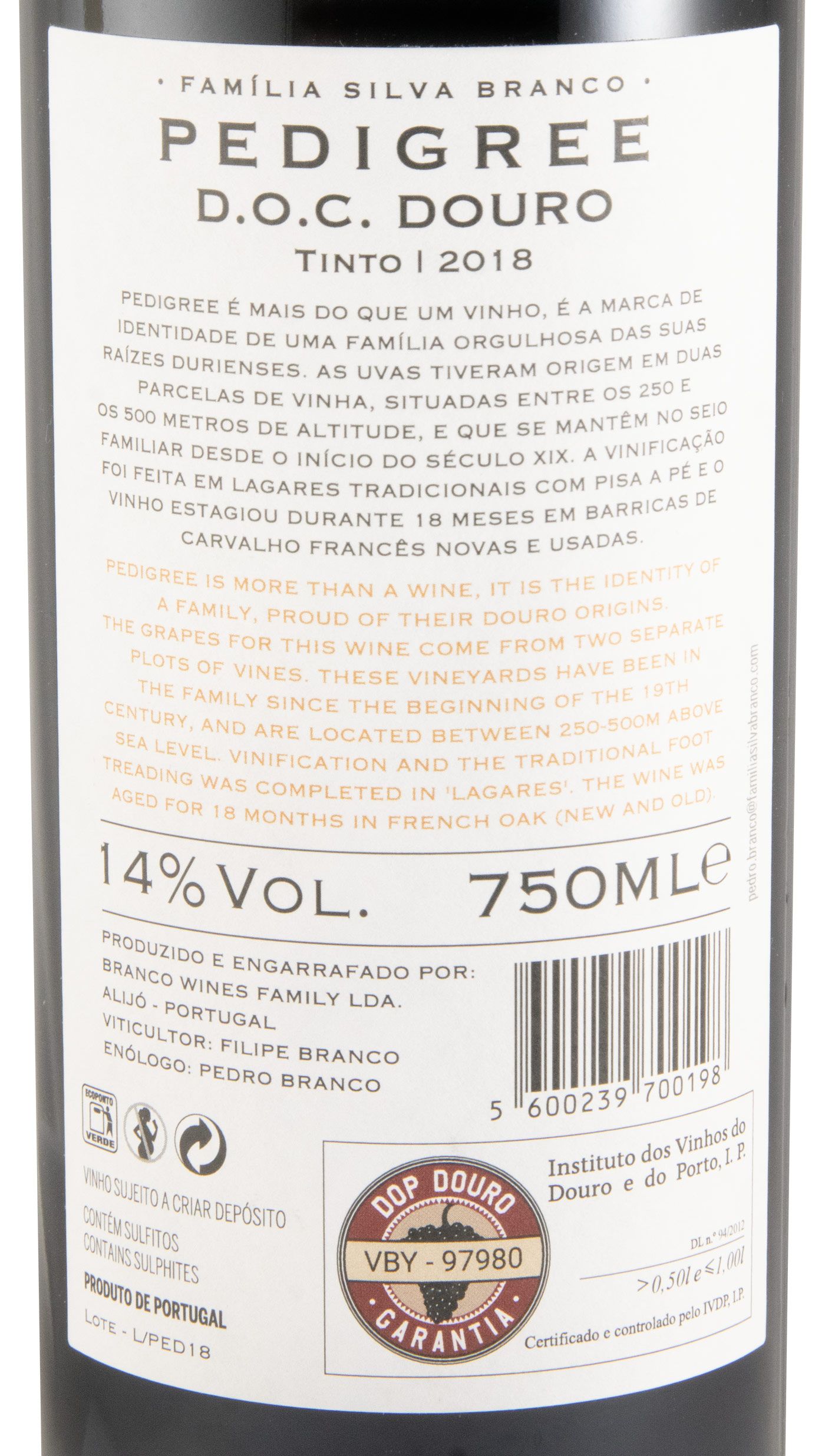 2018 Família Silva Branco Pedigree tinto