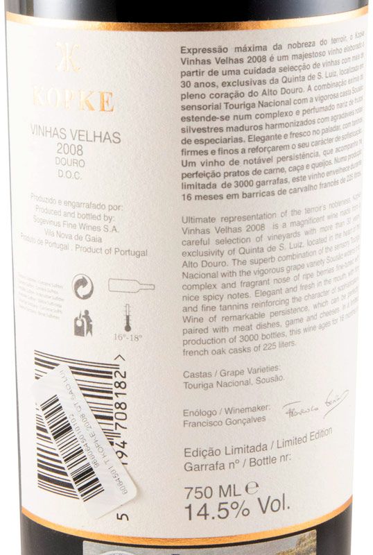 2008 Kopke Quinta de São Luiz Vinhas Velhas red