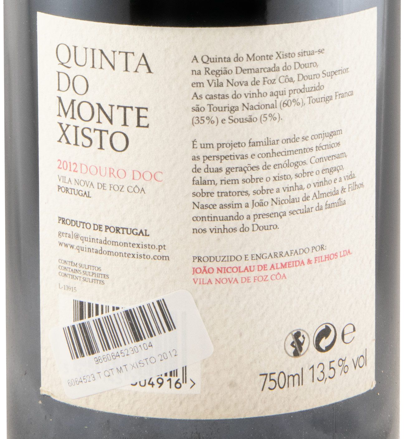 2012 Quinta do Monte Xisto tinto