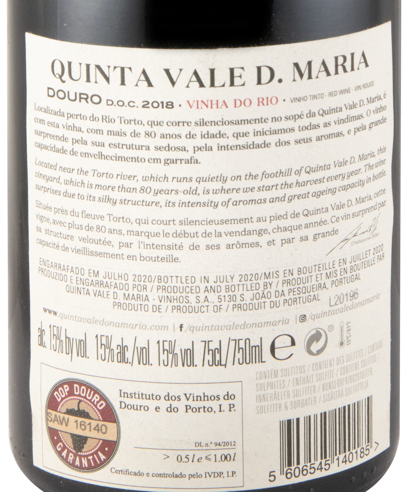 2018 Quinta Vale D. Maria Vinha do Rio red