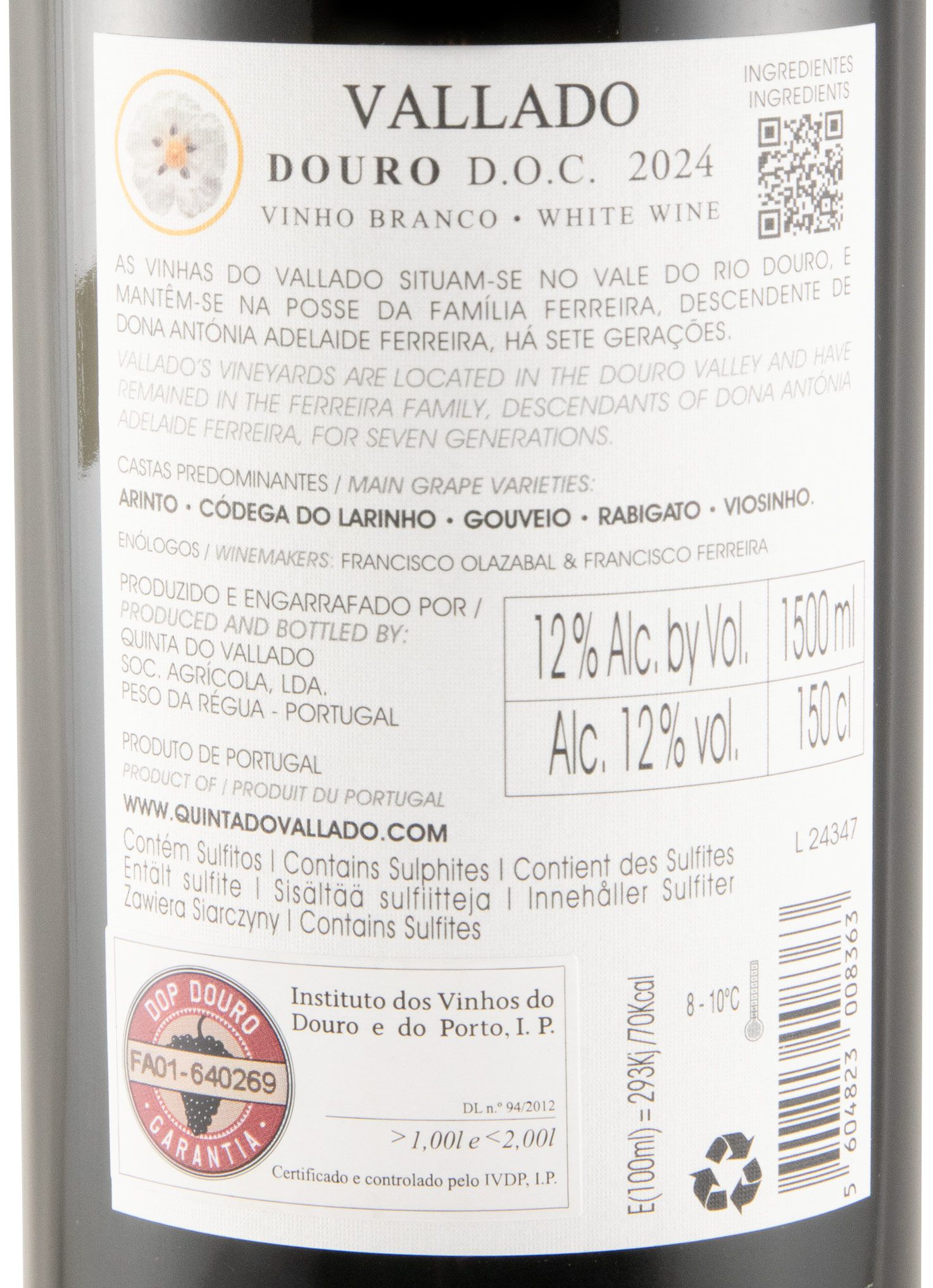 2024 Vallado branco 1,5L (rótulo danificado)