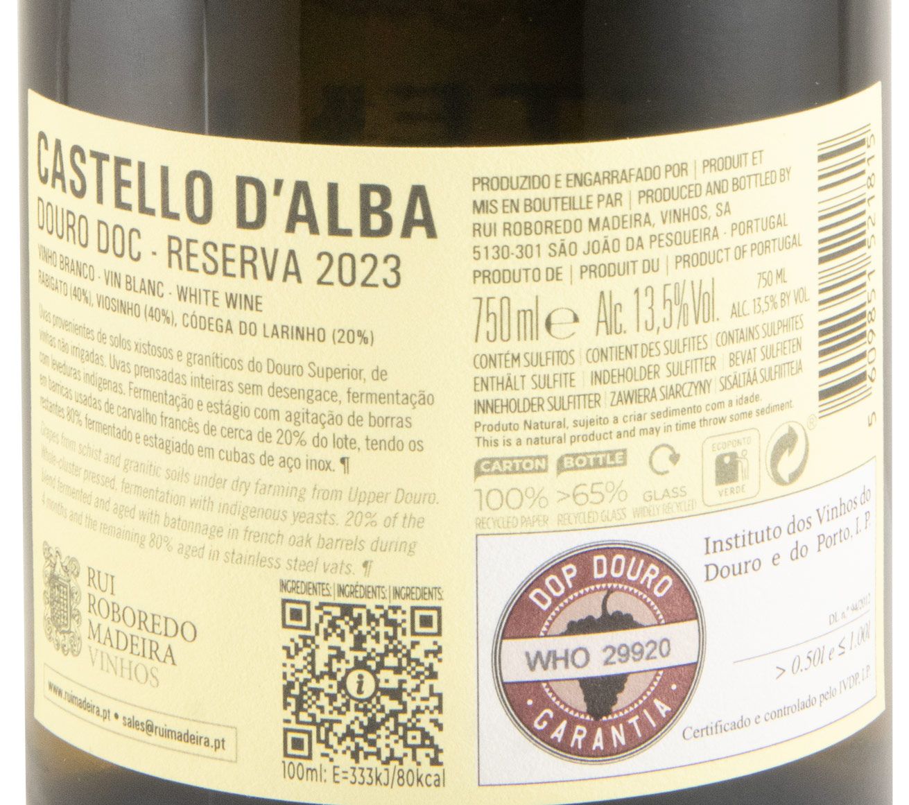 2023 Castello D'Alba Reserva branco