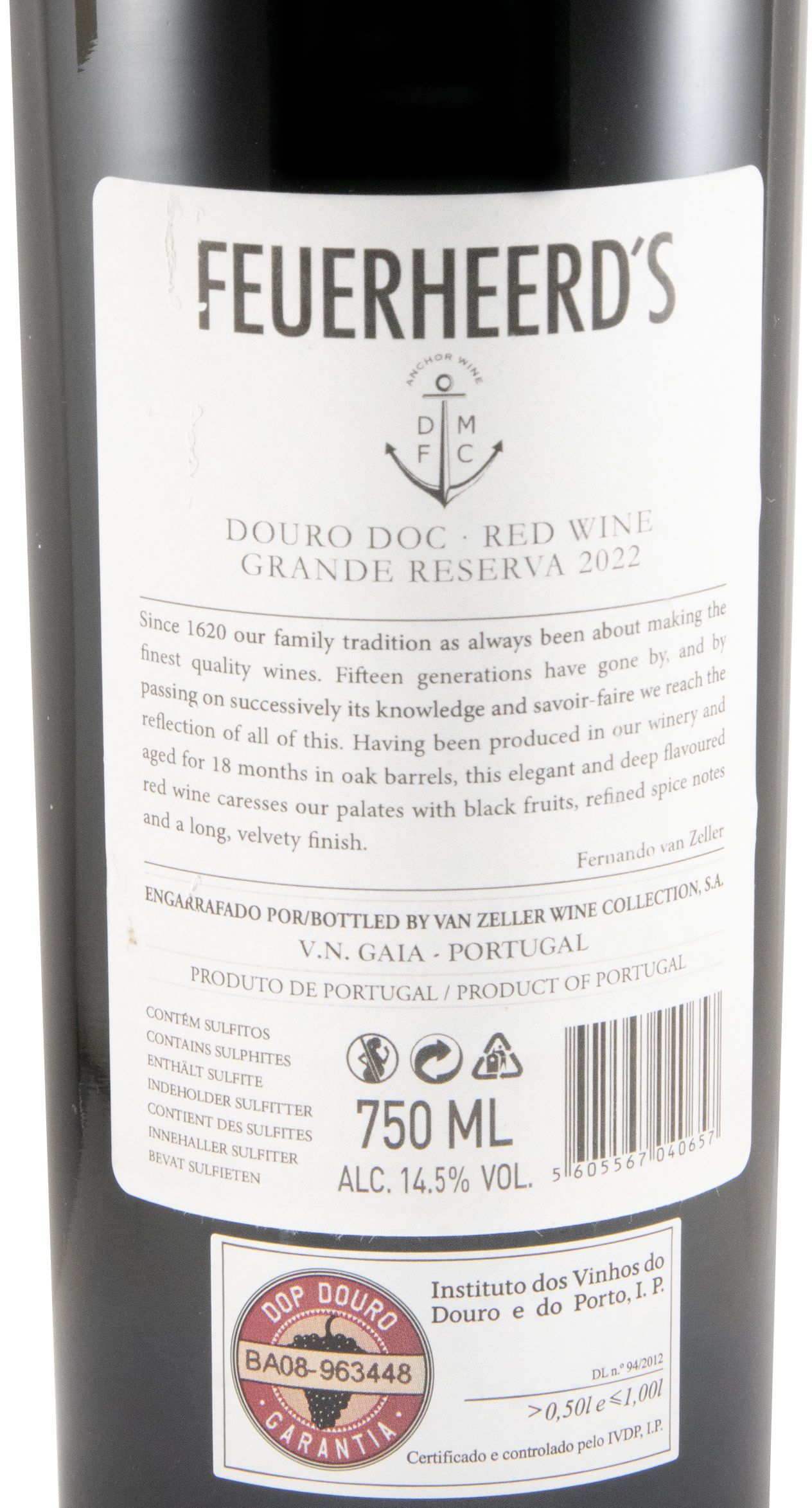 2022 Feuerheerd's Anchor Wine Grande Reserva tinto