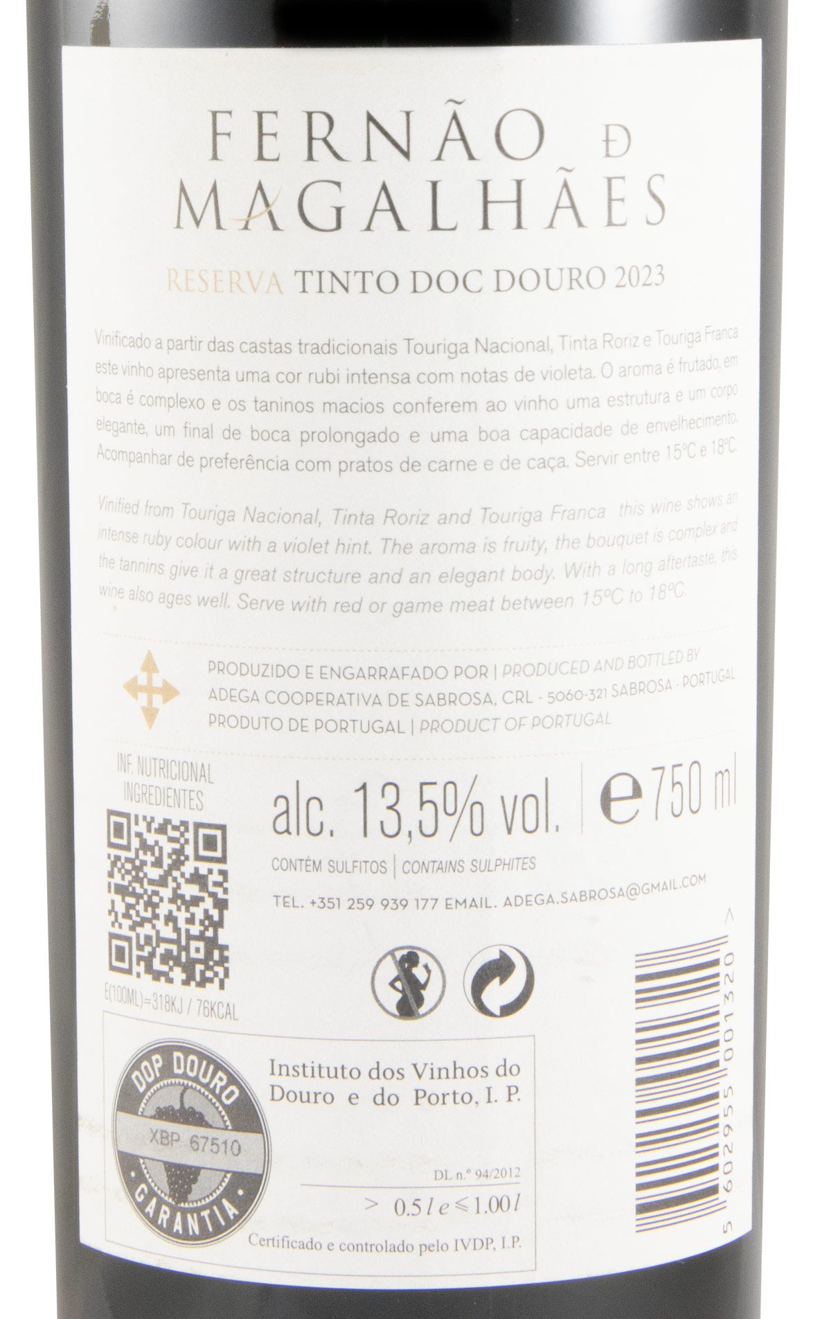 2023 Fernão de Magalhães Reserva tinto