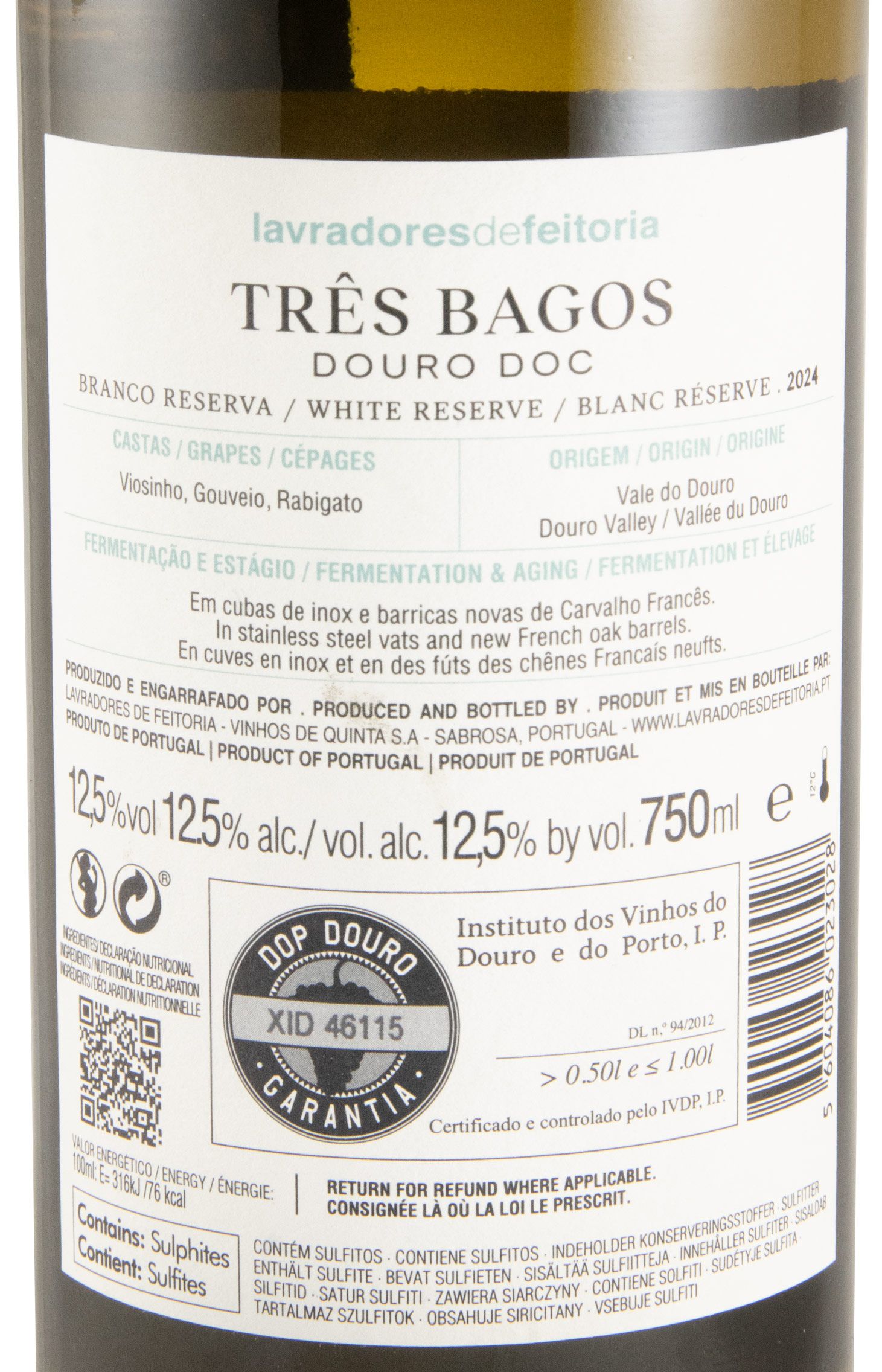 2024 Lavradores de Feitoria Três Bagos Reserva branco
